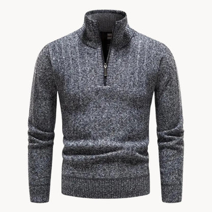 Men's Quarter Zip Sweater with Stand-Up Collar