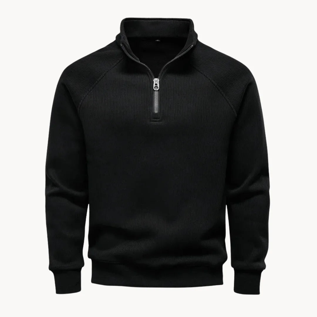 Men's Quarter Zip Sweater with Stand-Up Collar