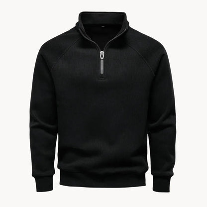 Men's Quarter Zip Sweater with Stand-Up Collar