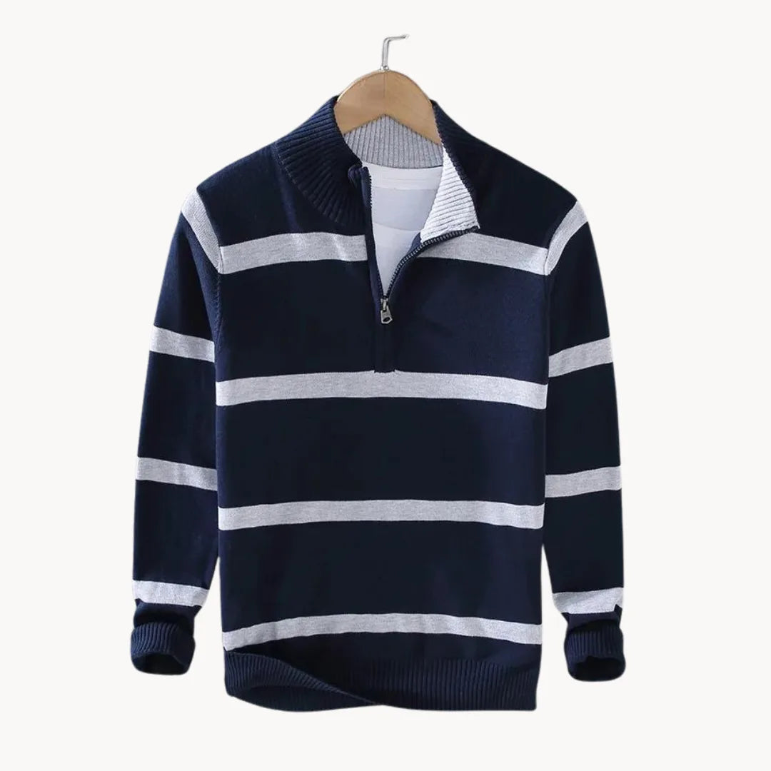 Men's Quarter-Zip Sweater with Stand-Up Collar