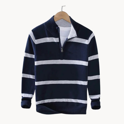 Men's Quarter-Zip Sweater with Stand-Up Collar