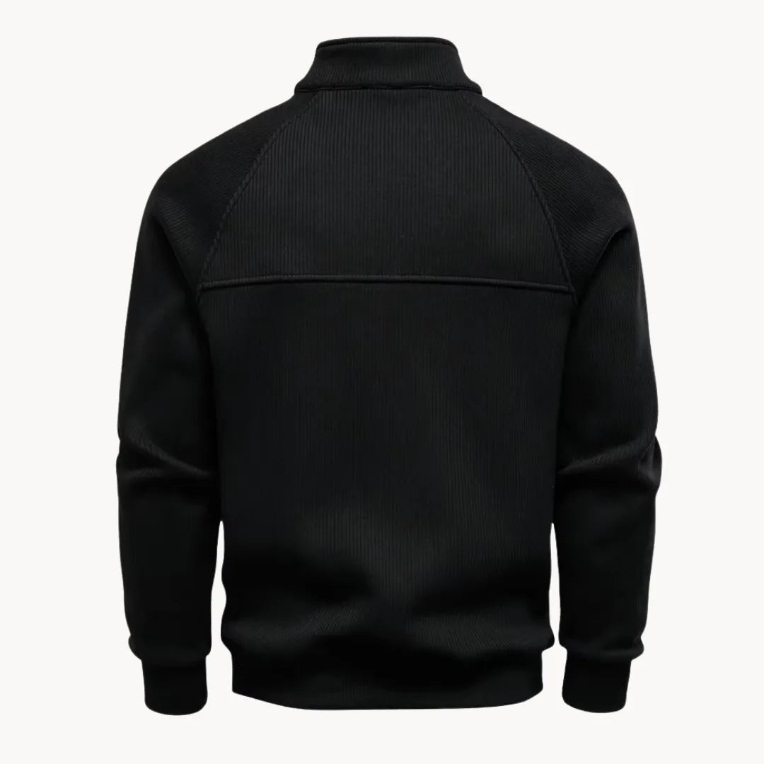 Men's Quarter Zip Sweater with Stand-Up Collar