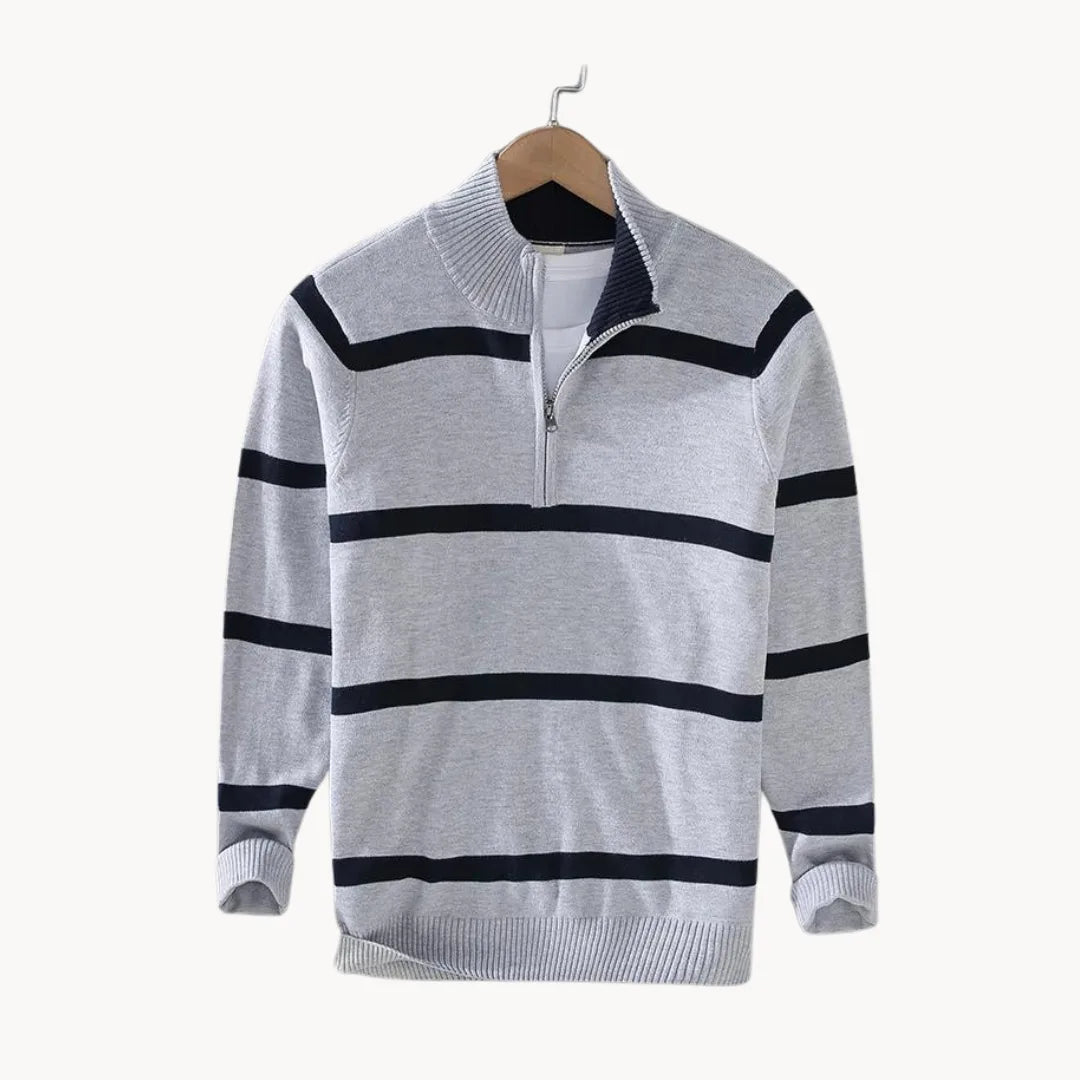 Men's Quarter-Zip Sweater with Stand-Up Collar