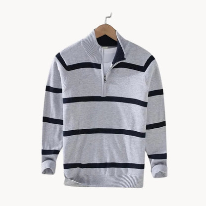 Men's Quarter-Zip Sweater with Stand-Up Collar