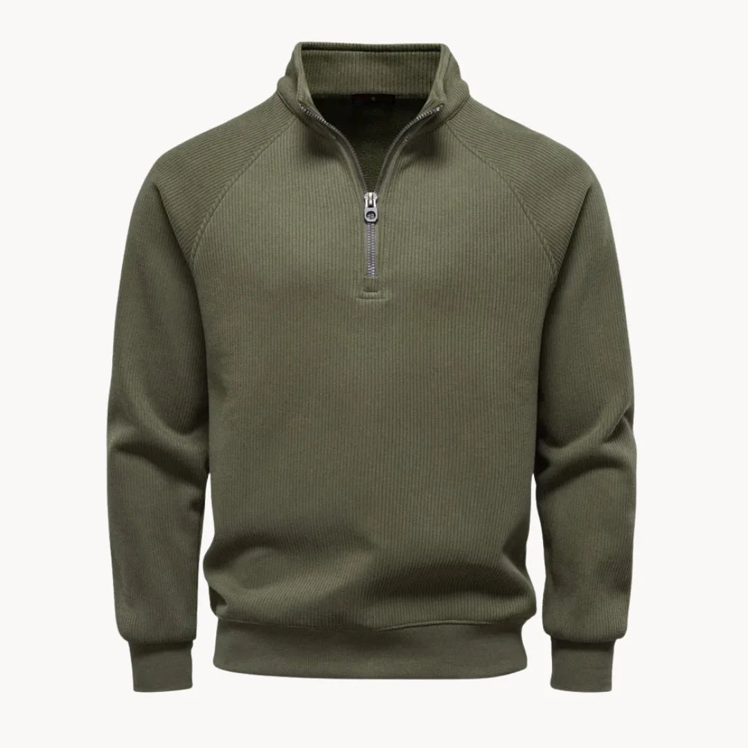 Men's Quarter Zip Sweater with Stand-Up Collar