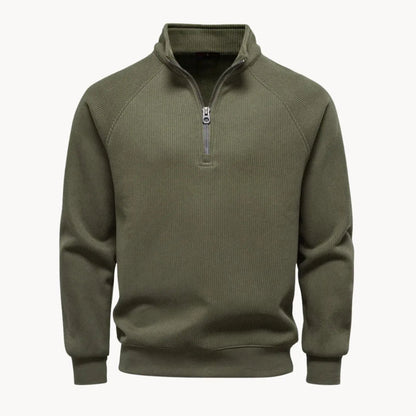 Men's Quarter Zip Sweater with Stand-Up Collar