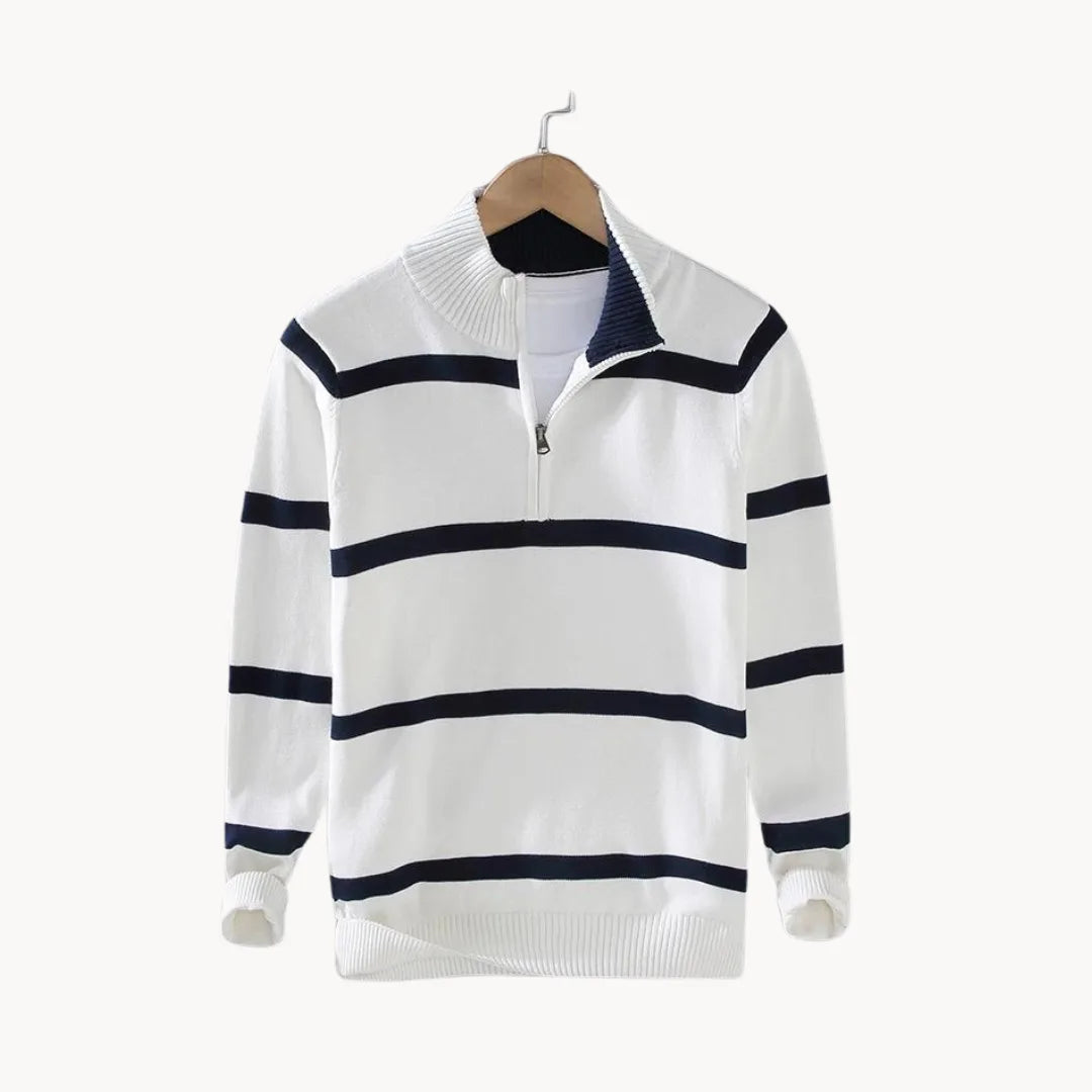 Men's Quarter-Zip Sweater with Stand-Up Collar