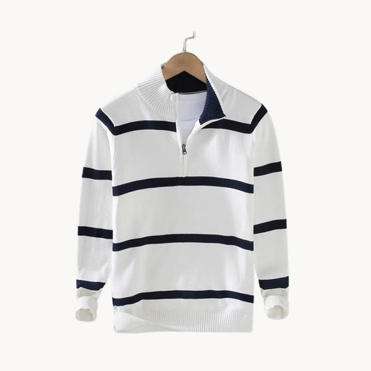Men's Quarter-Zip Sweater with Stand-Up Collar