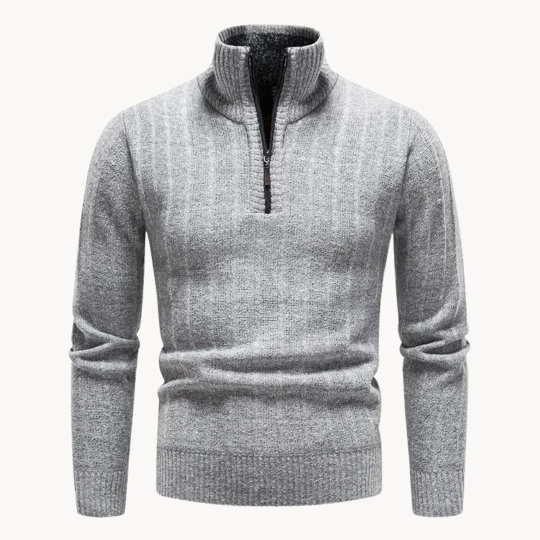 Men's Quarter Zip Sweater with Stand-Up Collar