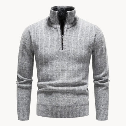 Men's Quarter Zip Sweater with Stand-Up Collar
