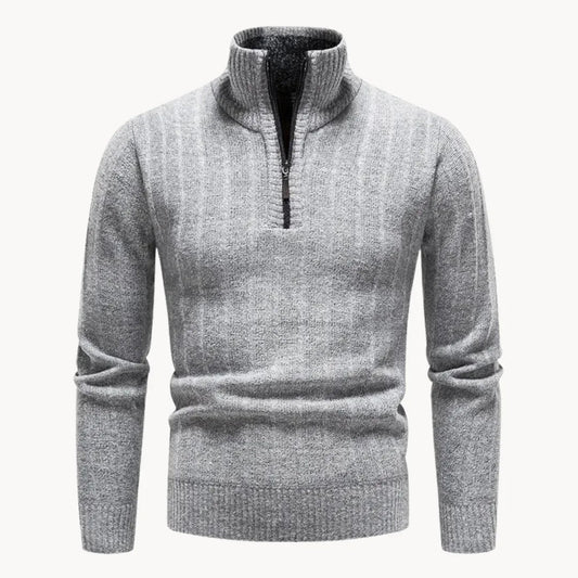 Men's Quarter Zip Sweater with Stand-Up Collar