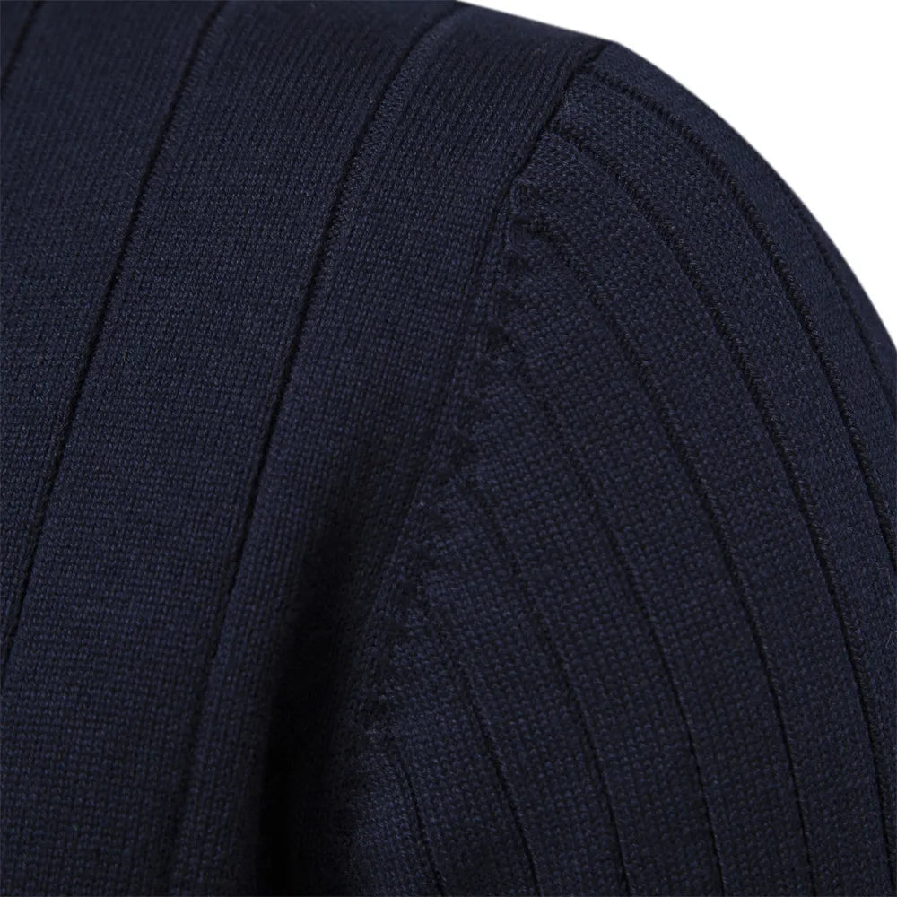 Men's Quarter Zip Sweater with Stripe Pattern