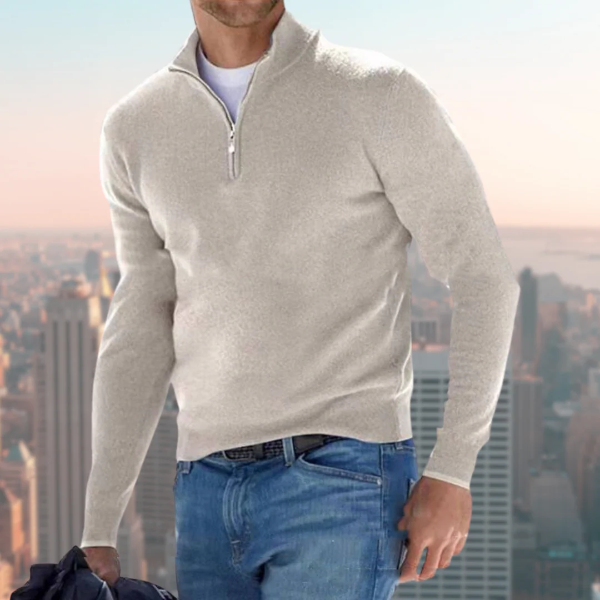 Men's Quarter Zip Sweatshirt with Sporty Design