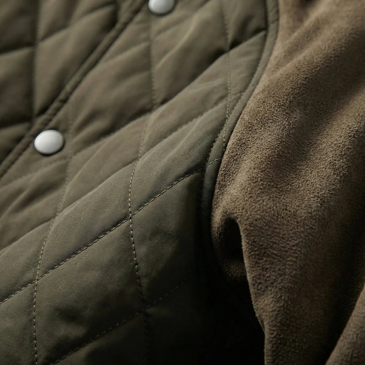 Men's Quilted Bomber Jacket with Snap Button Closure