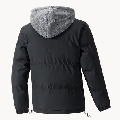 Men's Quilted Hooded Jacket with Elastic Cuffs