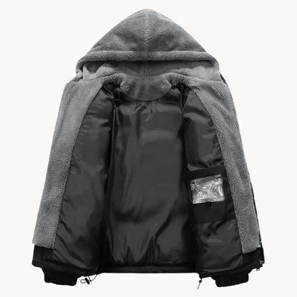 Men's Quilted Hooded Jacket with Elastic Cuffs
