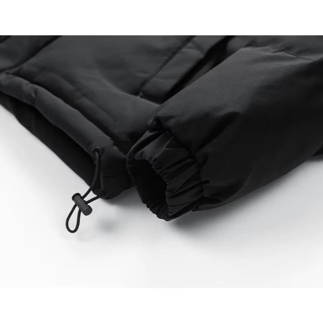 Men's Quilted Hooded Jacket with Elastic Cuffs