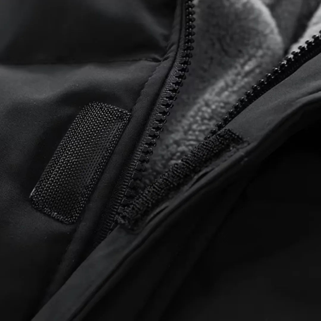 Men's Quilted Hooded Jacket with Elastic Cuffs