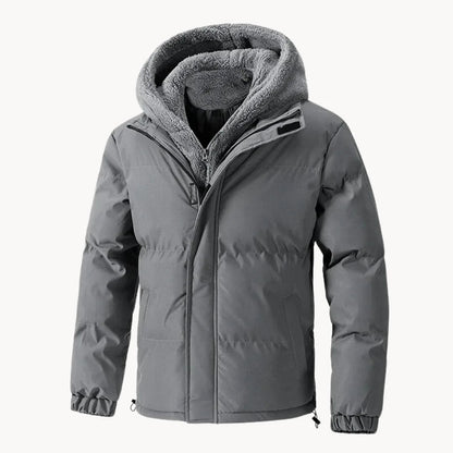 Men's Quilted Hooded Jacket with Elastic Cuffs
