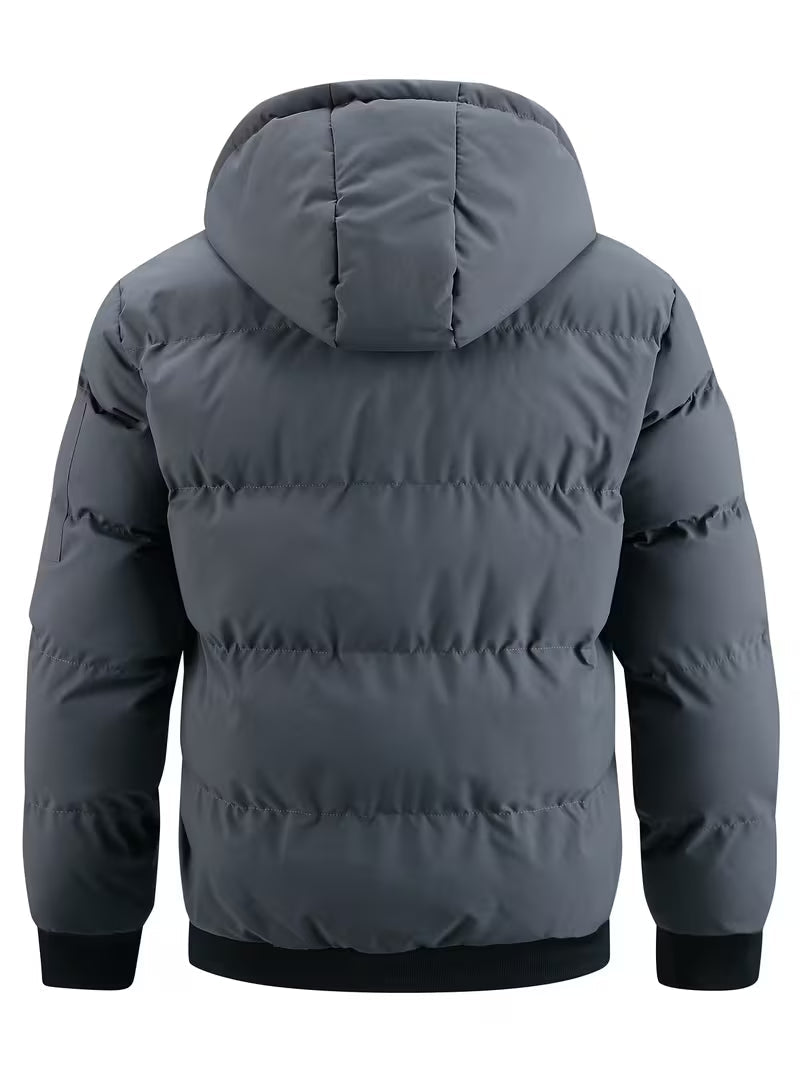 Men's Quilted Hooded Jacket with Fleece Lining
