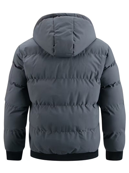 Men's Quilted Hooded Jacket with Fleece Lining