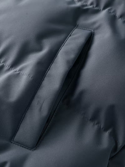 Men's Quilted Hooded Jacket with Fleece Lining