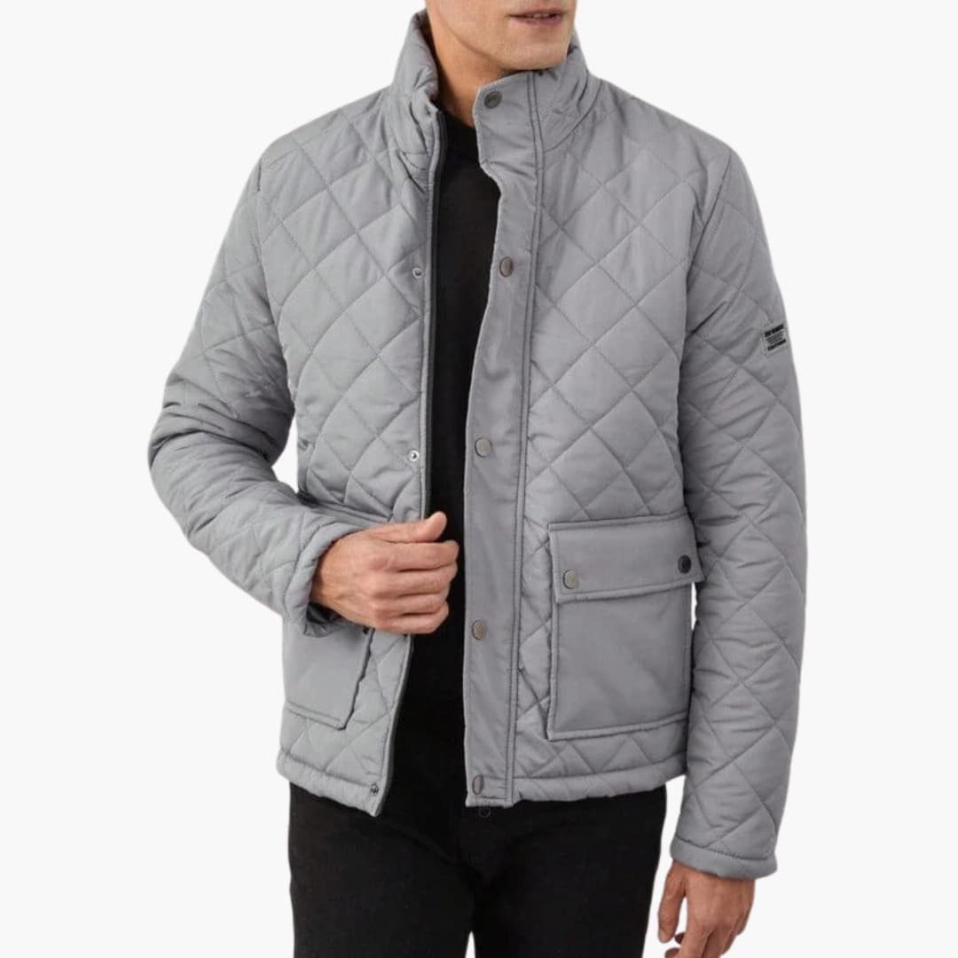 Men's Quilted Jacket with Stand-Up Collar