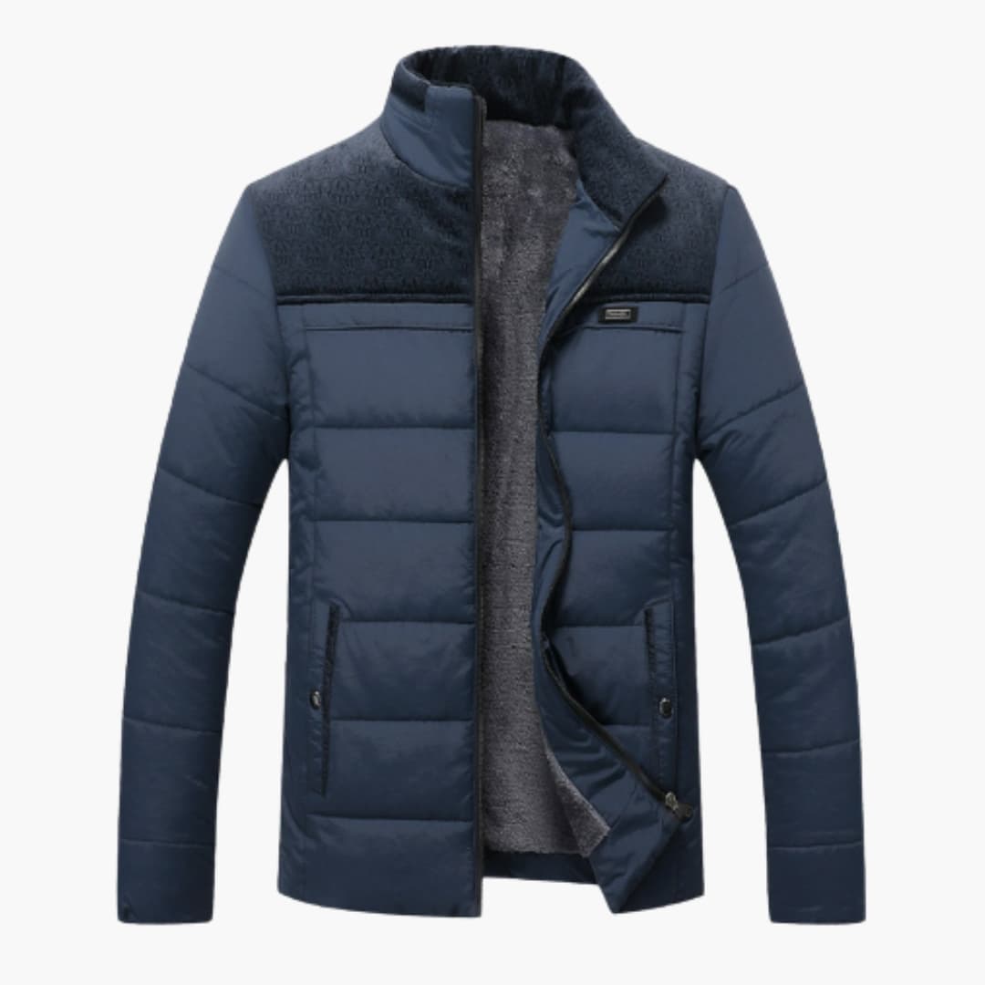 Men's Quilted Jacket with Stand-Up Collar