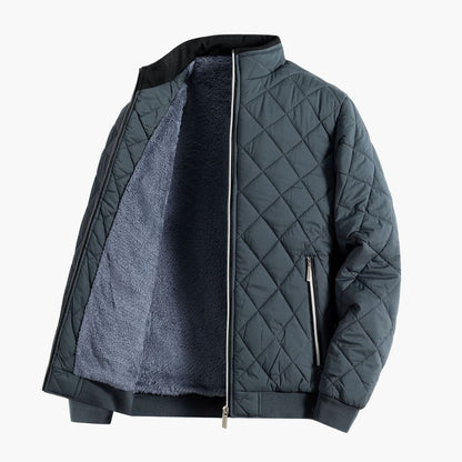 Men's Quilted Jacket with Stand-Up Collar