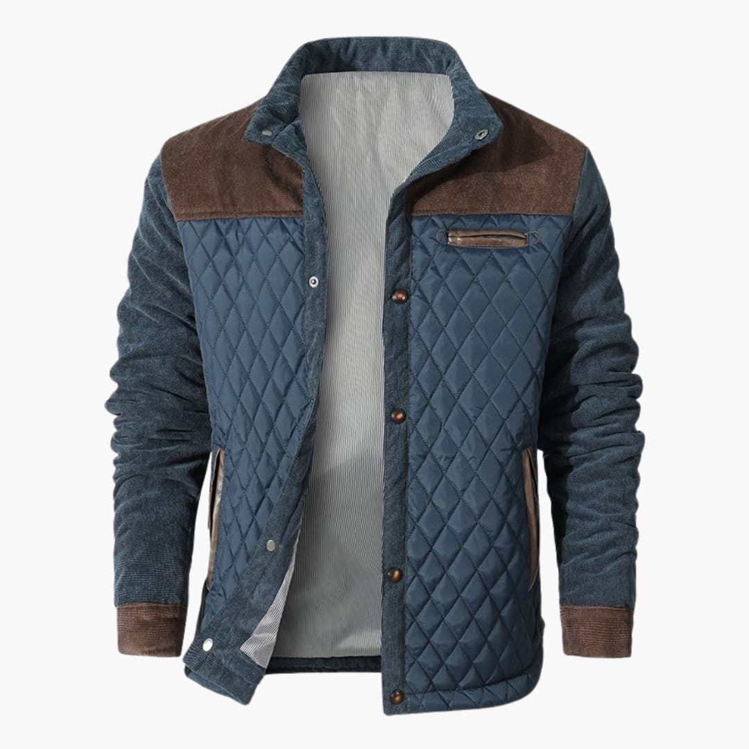 Men's Quilted Jacket with Stand-Up Collar