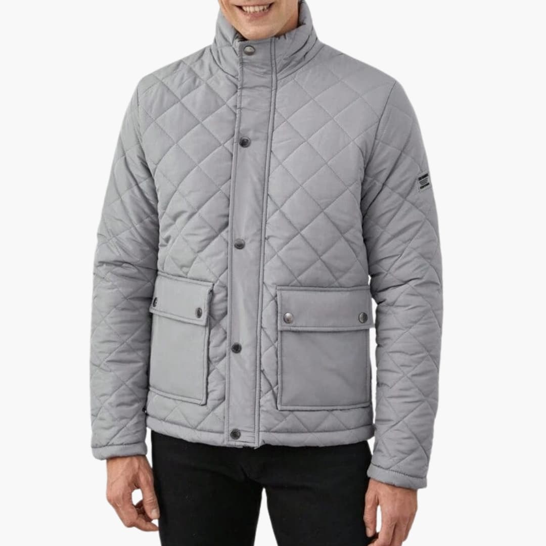 Men's Quilted Jacket with Stand-Up Collar