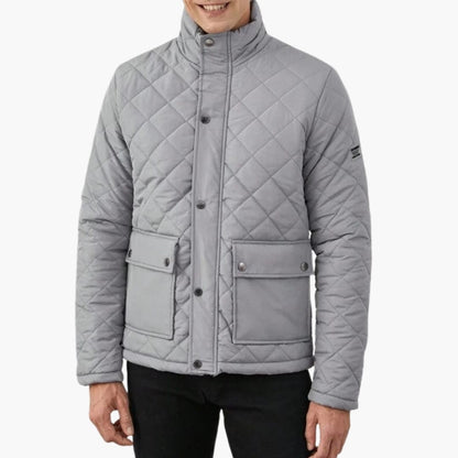 Men's Quilted Jacket with Stand-Up Collar