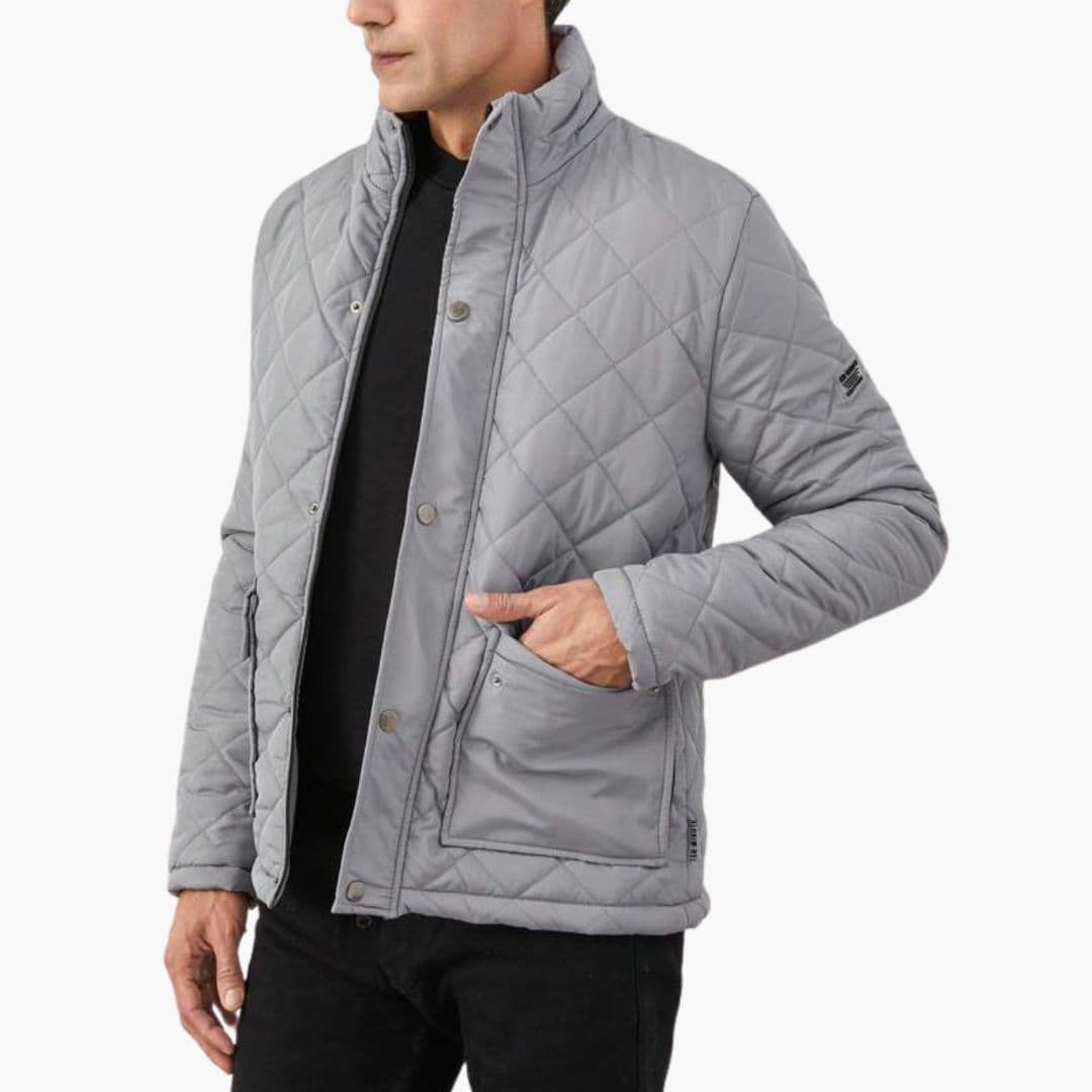 Men's Quilted Jacket with Stand-Up Collar