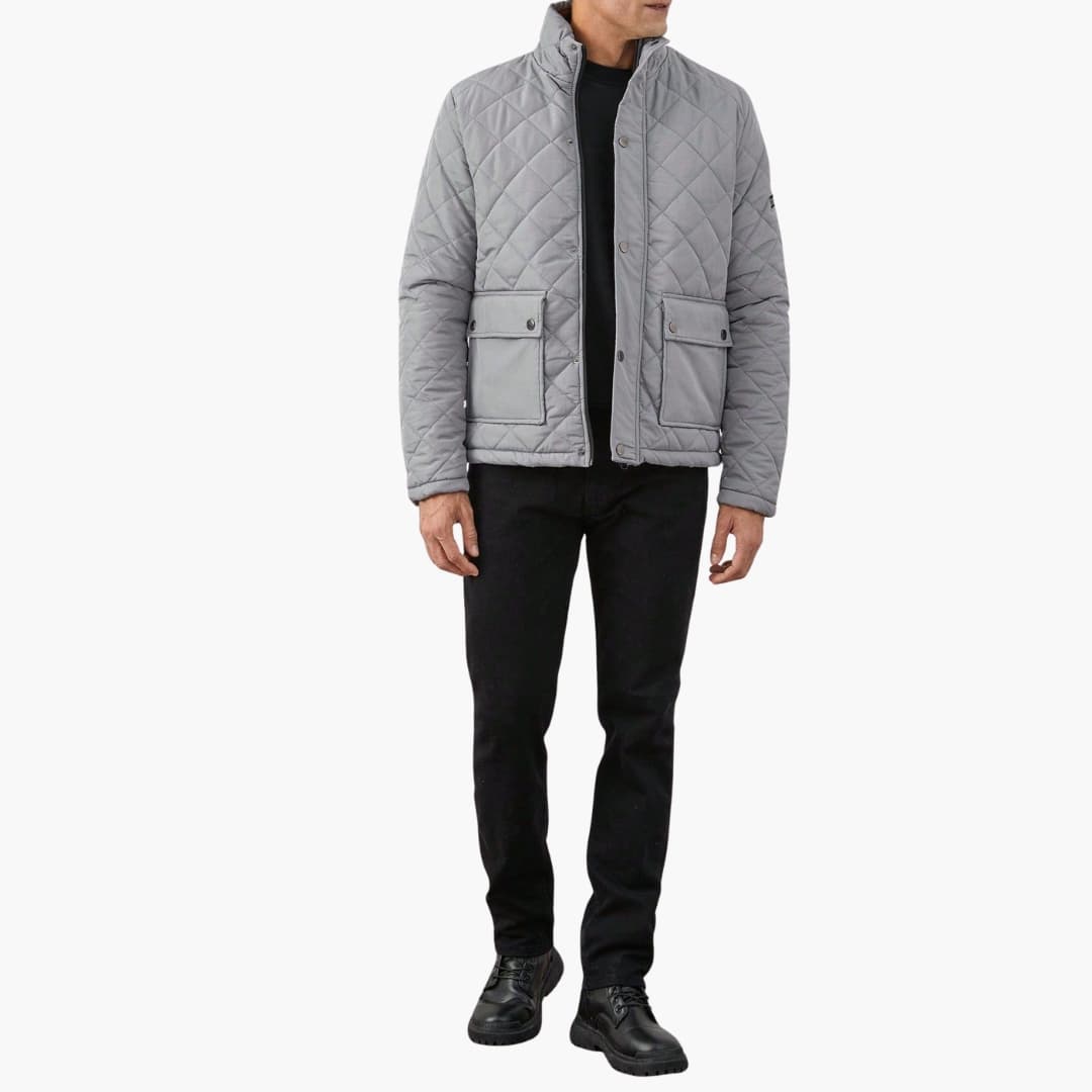 Men's Quilted Jacket with Stand-Up Collar
