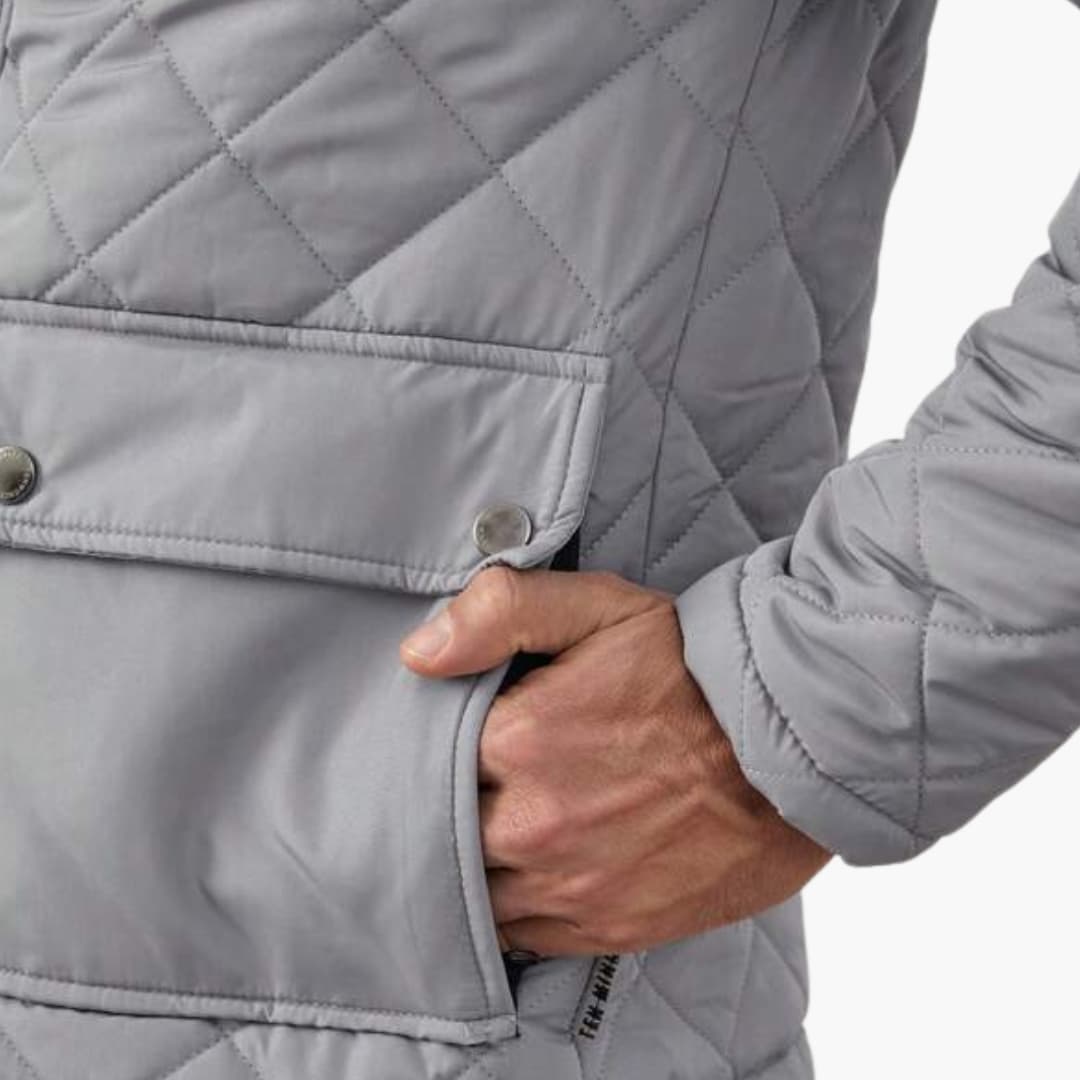 Men's Quilted Jacket with Stand-Up Collar
