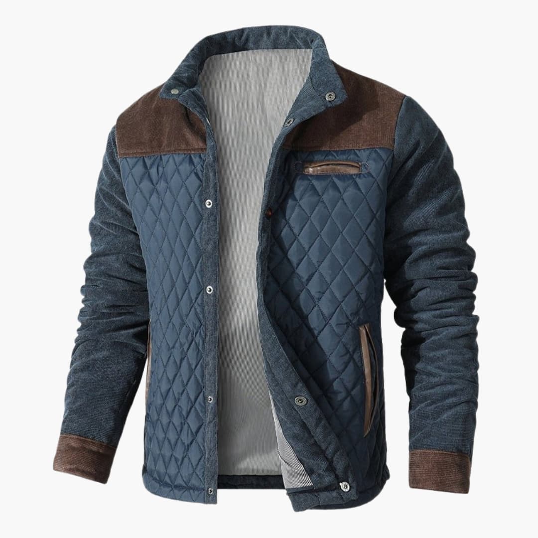 Men's Quilted Jacket with Stand-Up Collar