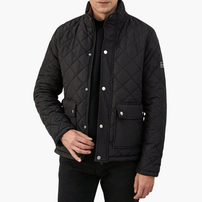 Men's Quilted Jacket with Stand-Up Collar