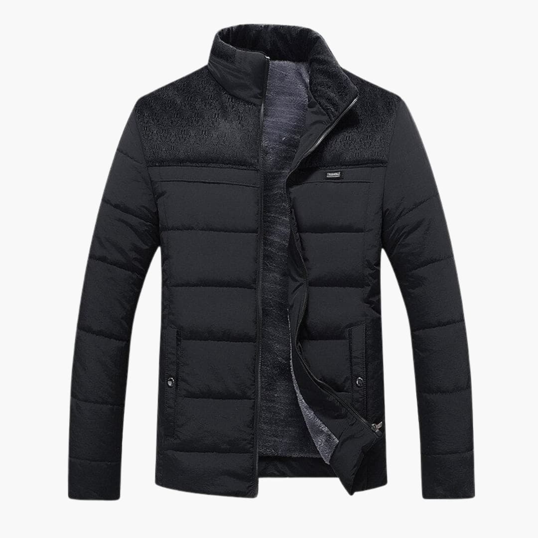 Men's Quilted Jacket with Stand-Up Collar