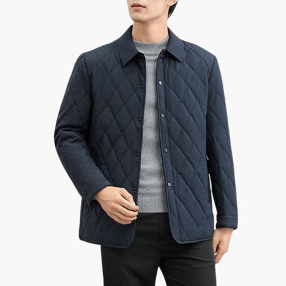 Men's Quilted Jacket with Structured Design and Pockets