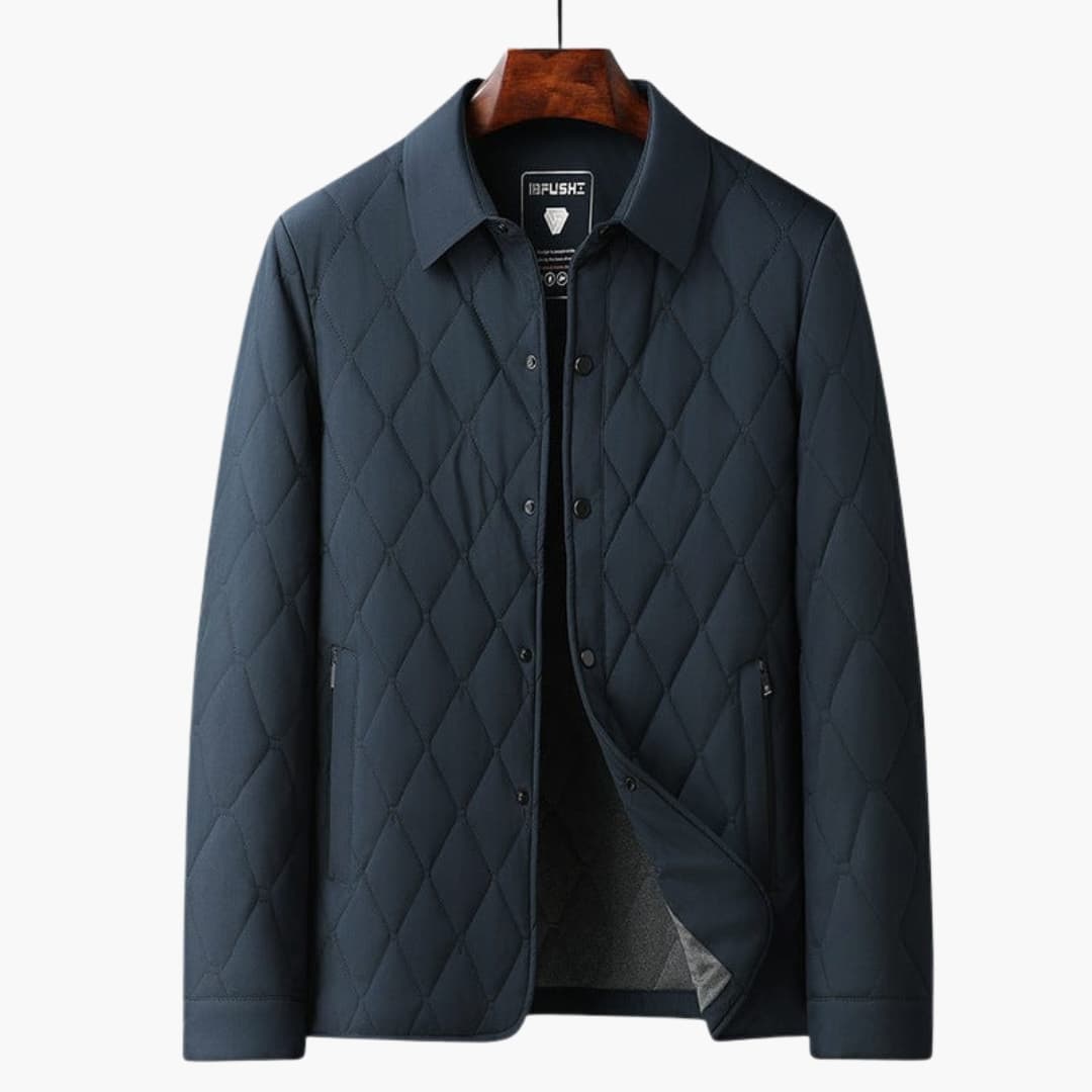 Men's Quilted Jacket with Structured Design and Pockets
