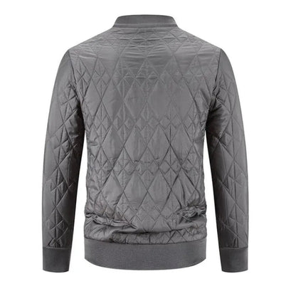 Men's Quilted Jacket with Zipper and Round Neck