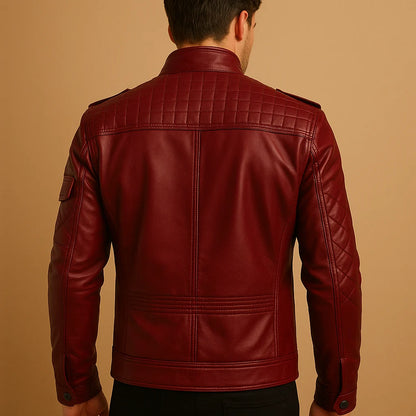 Men's Quilted Padded Jacket with Stand-Up Collar