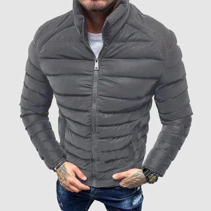 Men's Quilted Puffer Jacket with High Collar