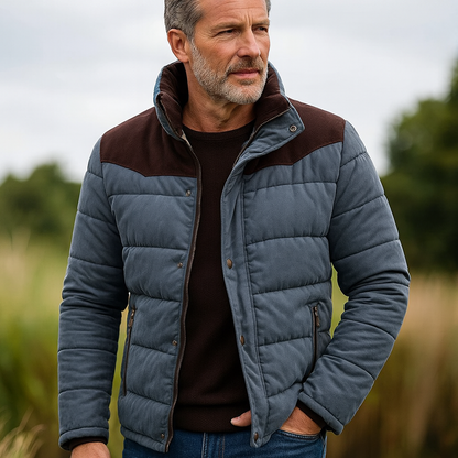 Men's Quilted Winter Jacket with Shoulder Detail