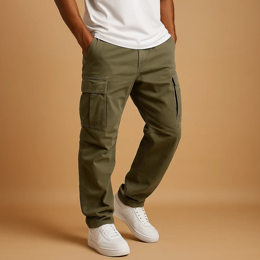 Men's Regular Fit Cargo Pants with Multiple Pockets