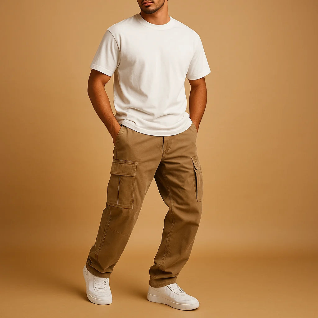 Men's Regular Fit Cargo Pants with Multiple Pockets