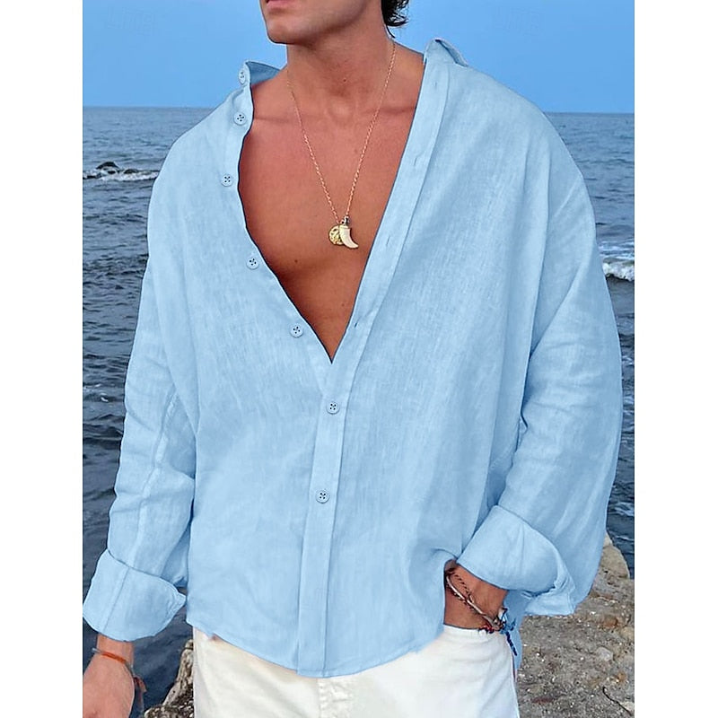 Men's Relaxed Linen Beach Shirt for Casual Summer Wear