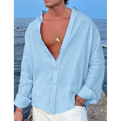 Men's Relaxed Linen Beach Shirt for Casual Summer Wear