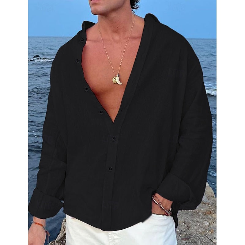 Men's Relaxed Linen Beach Shirt for Casual Summer Wear