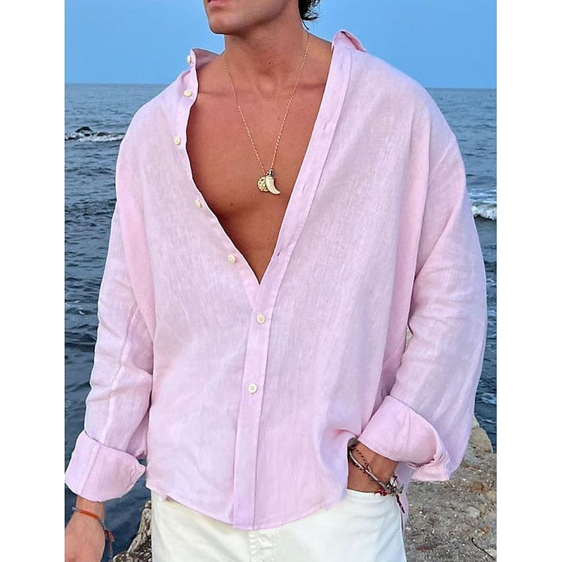 Men's Relaxed Linen Beach Shirt for Casual Summer Wear